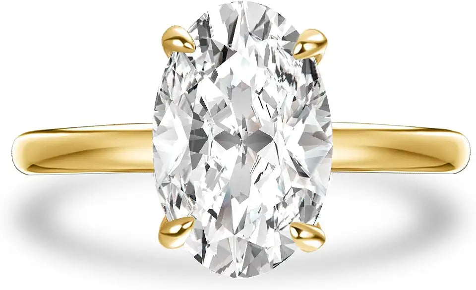 Sterling Silver Oval Moissanite Solitaire Engagement Ring