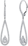 14K White Gold-Plated Sterling Silver Round Drop Earrings