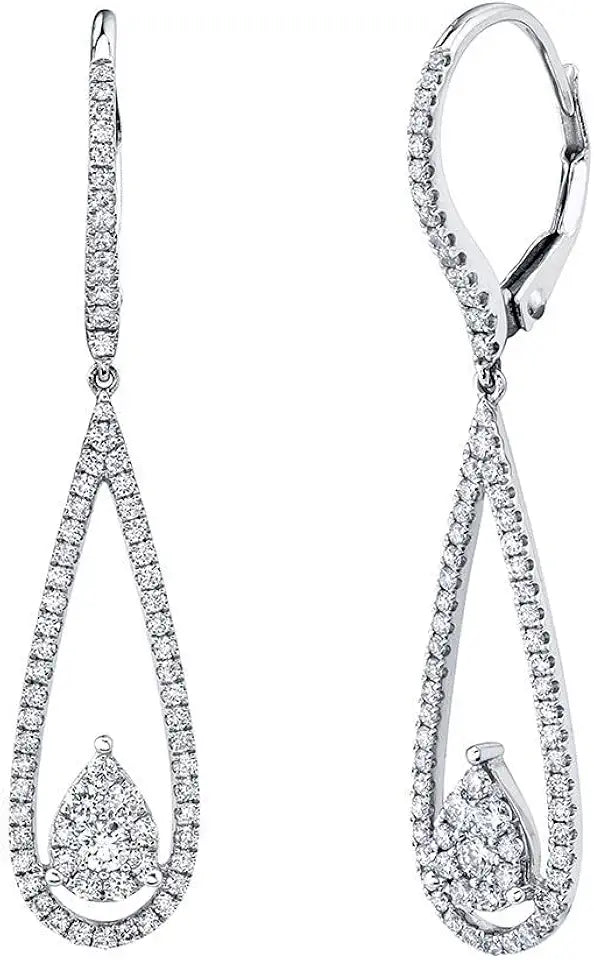 14K White Gold-Plated Sterling Silver Round Drop Earrings