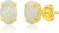 Gold-Tone Oval Birthstone Stud Earrings