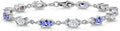 Sterling Silver Oval Moissanite Tennis Bracelet with Birthstone