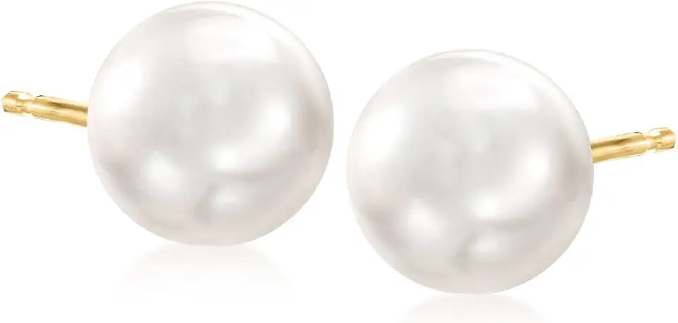 Gold-Tone Pearl Stud Earrings, 9mm