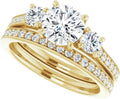 Gold-Tone Round Moissanite Halo Engagement Ring