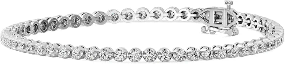 Sterling Silver Round Lab-Grown Diamond Tennis Bracelet