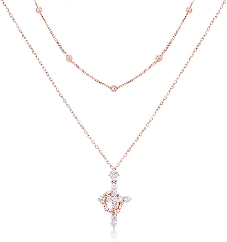 Sterling Silver Moissanite Cross Necklace