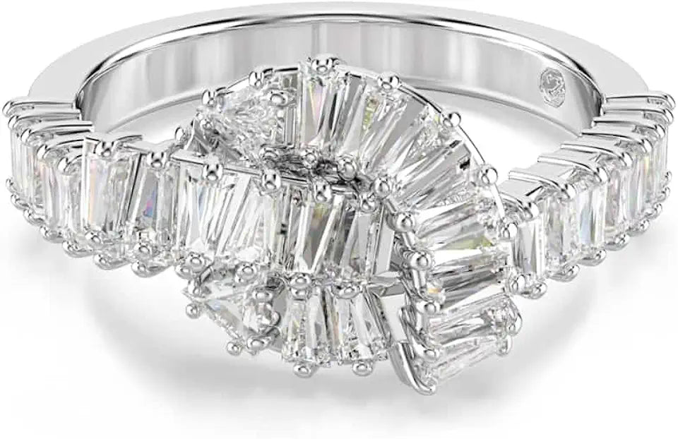 Rhodium-Plated Crystal Ring