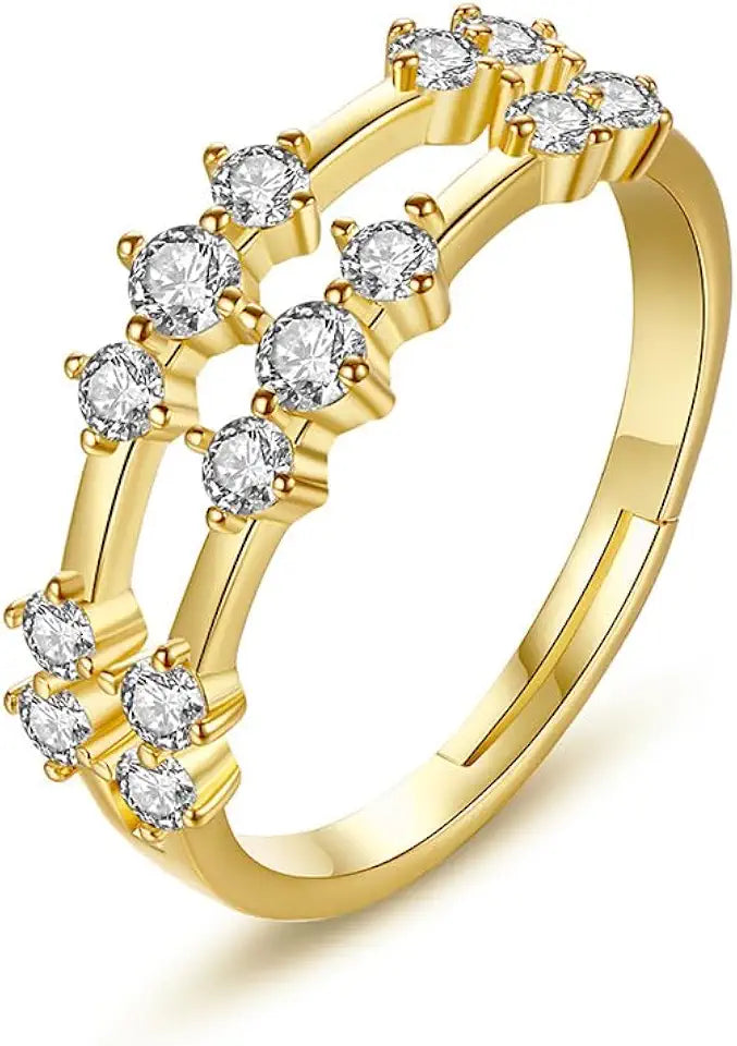 Gold-Tone Round Moissanite Ring