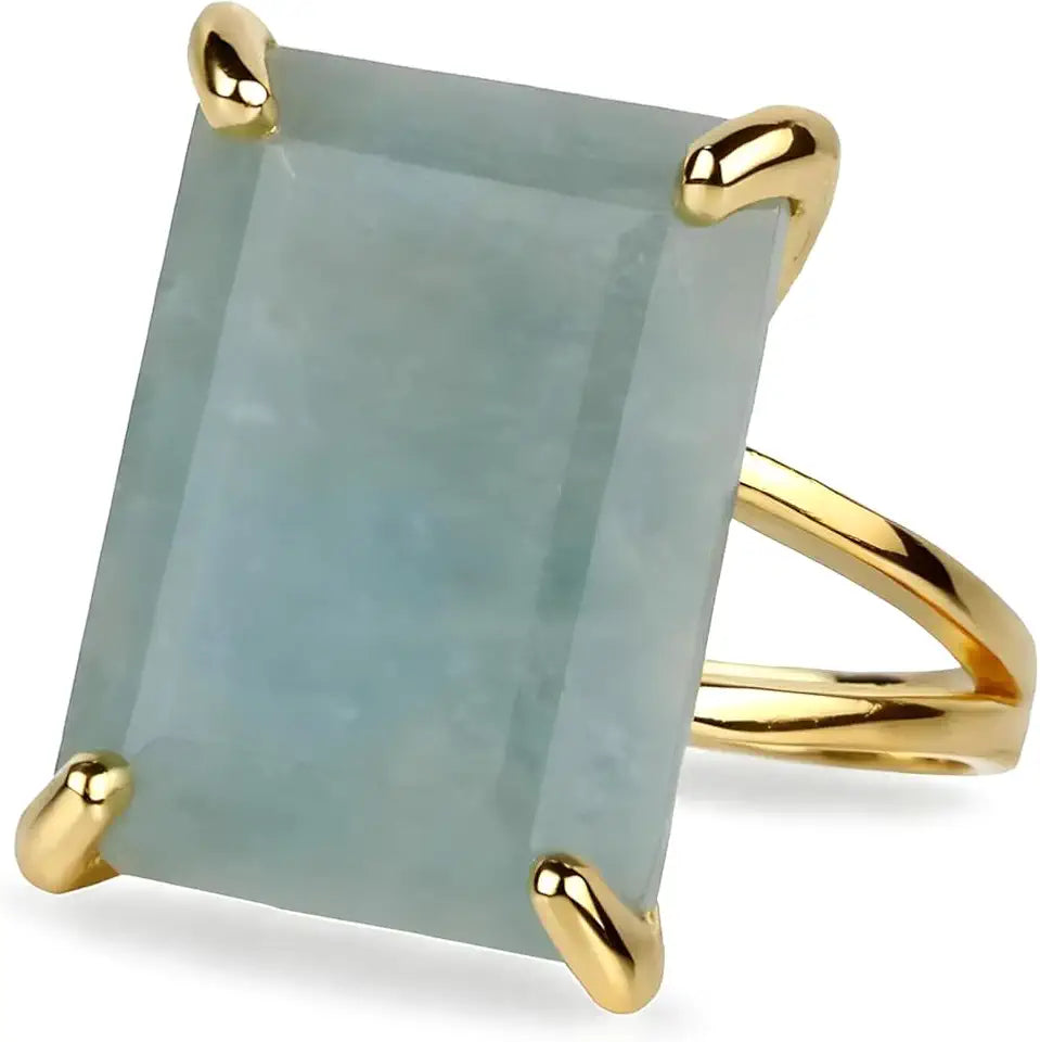 Gold-Tone Aquamarine Ring