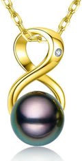 Gold-Tone Black Pearl Infinity Necklace