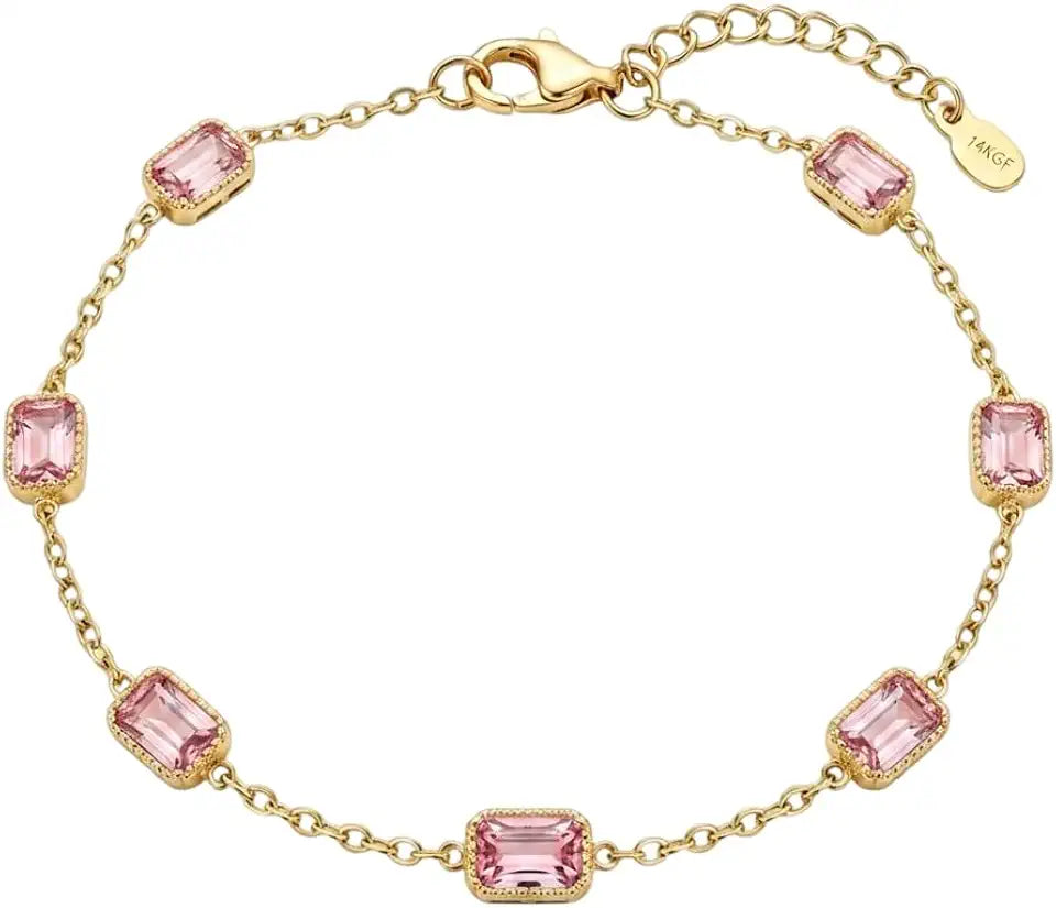 Gold-Tone Emerald-Cut Emerald Bracelet