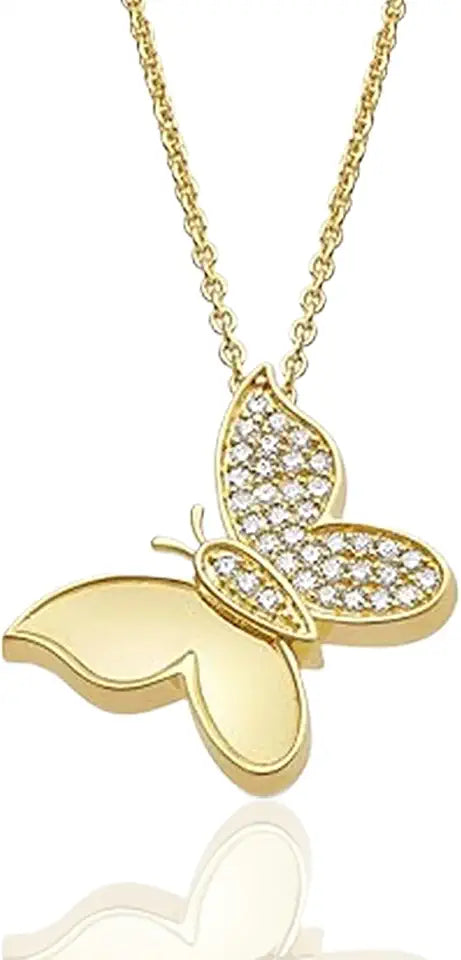 Yellow Gold-Plated Butterfly Necklace