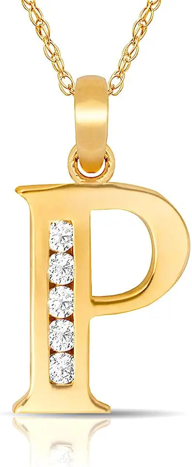 Gold-Tone Cubic Zirconia Initial Necklace