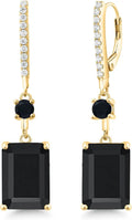 Emerald-Cut Onyx Drop Earrings
