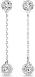 Rhodium-Plated Round Drop Earrings
