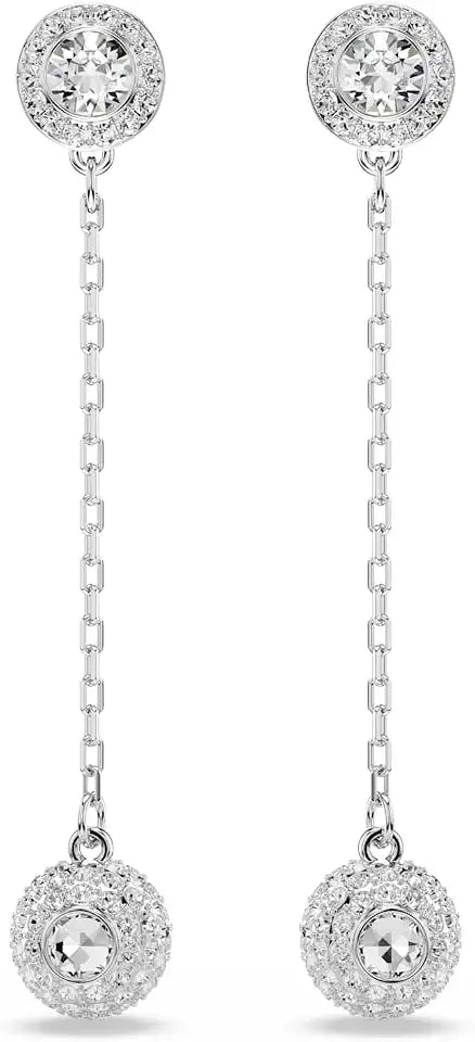 Rhodium-Plated Round Drop Earrings