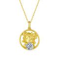 Gold-plated sterling silver Chinese zodiac goat pendant with moissanite