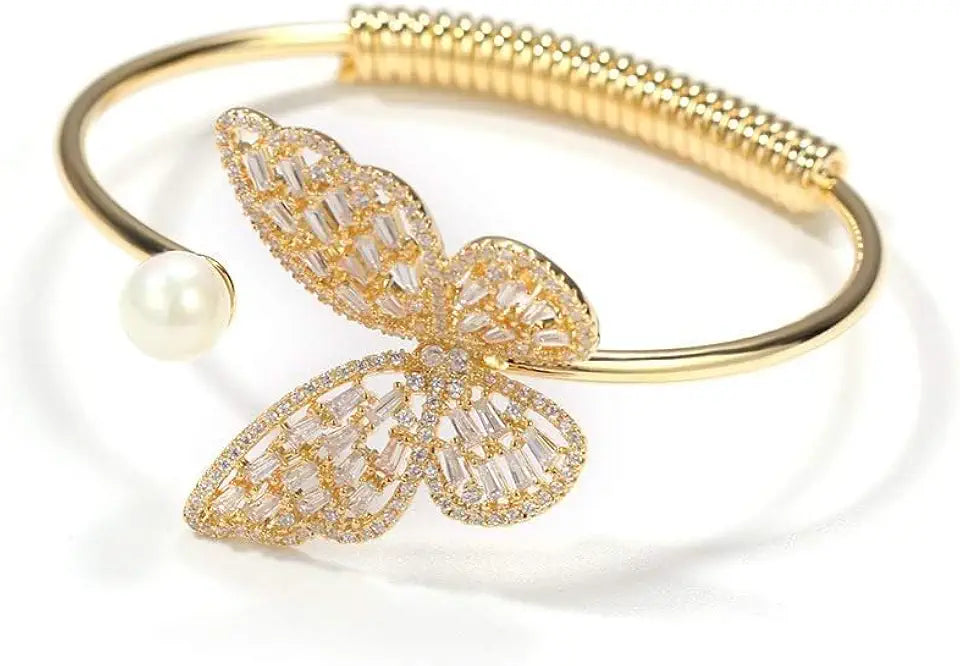Gold-Tone Moissanite Butterfly Bracelet