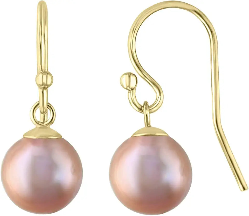 Gold-Tone Round Freshwater Pearl Drop Earrings