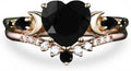 Gold-Tone Sterling Silver Heart Moon Engagement Ring