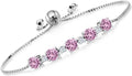 Sterling Silver Round Birthstone Tennis Bracelet, 5MM
