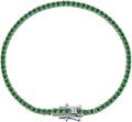 14K White Gold-Plated Sterling Silver Round Emerald Tennis Bracelet