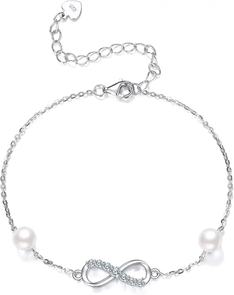 Sterling Silver Lab-Grown Diamond Infinity Bracelet