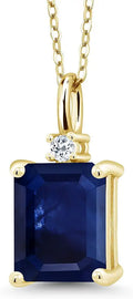 Sterling Silver Emerald-Cut Topaz Necklace with Birthstone