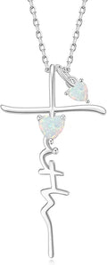 Birthstone Heart Cross Necklace