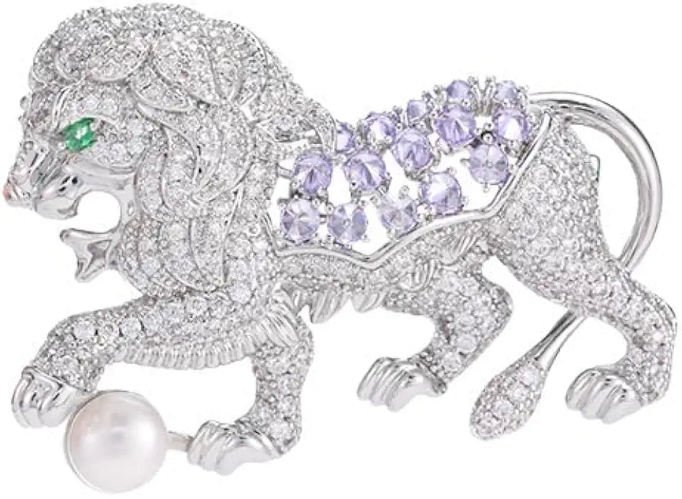 Gold-Tone Moissanite Brooch