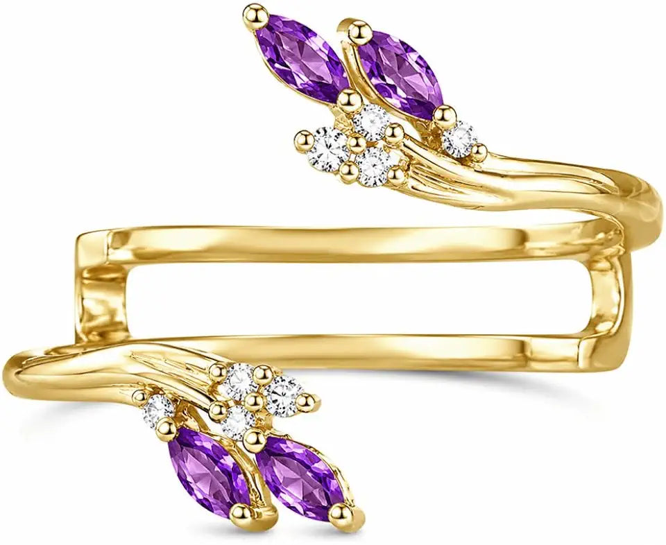 Gold-Tone Amethyst Wedding Band