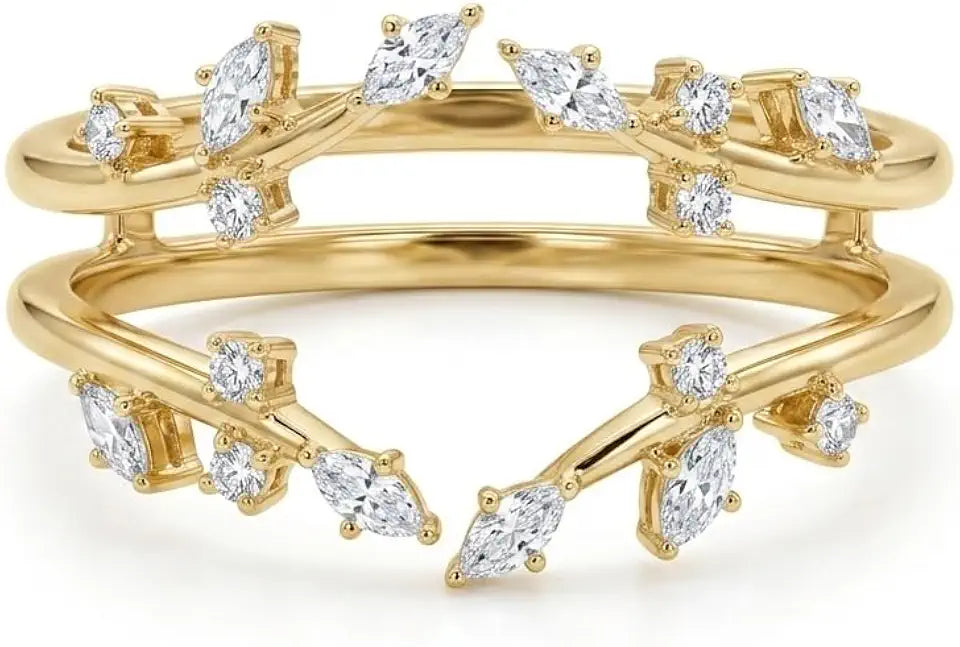 Gold-Tone Sterling Silver Moissanite Wedding Band