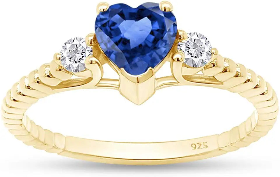 Round Cubic Zirconia Heart Ring with Birthstone