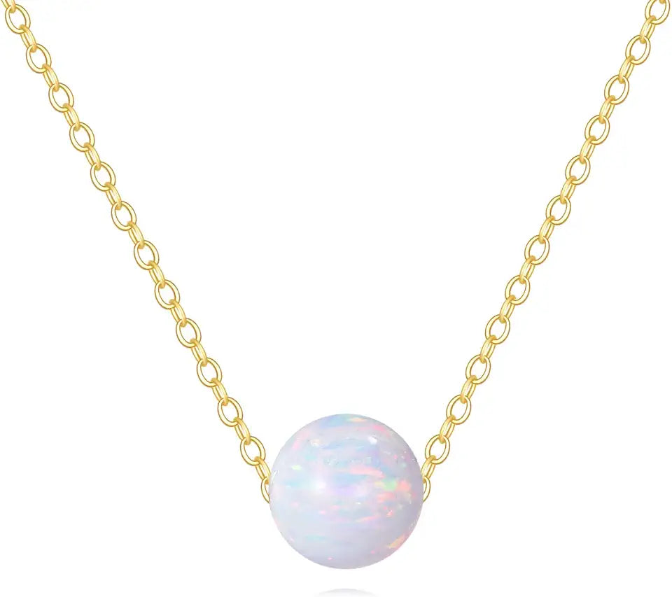 Gold-Tone Round Opal Necklace