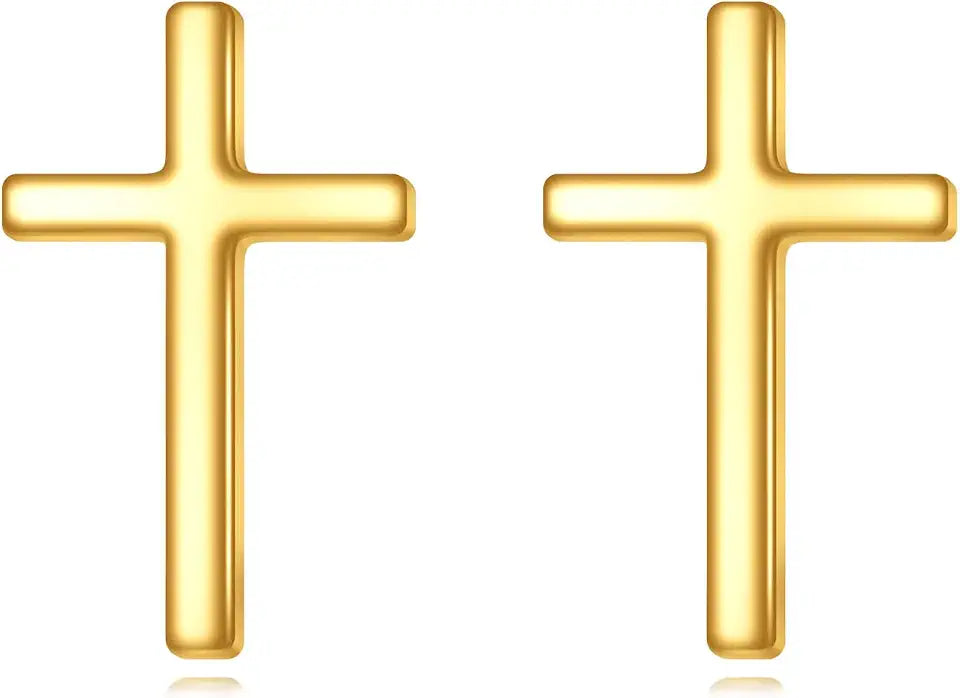 Gold-Tone Stud Cross Earrings
