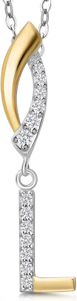 Gold-Tone Sterling Silver Lab-Grown Diamond Initial Jewelry Piece