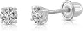 Gold-Tone Round Lab-Grown Diamond Stud Solitaire Earrings, 2MM