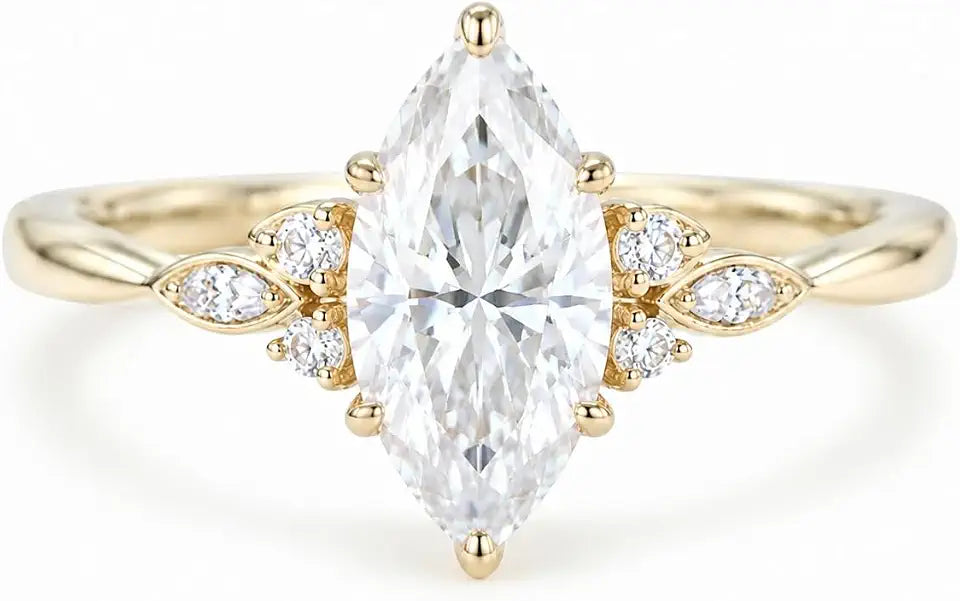 Gold-Tone Moissanite Engagement Ring