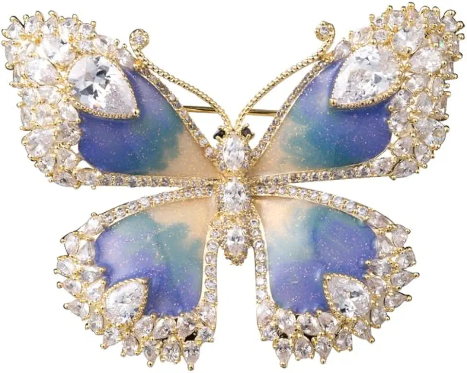Gold-Tone Moissanite Butterfly Brooch