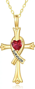 Gold-Tone Birthstone Cross Necklace