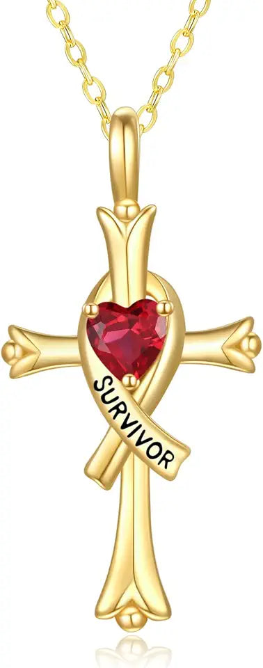 Gold-Tone Birthstone Cross Necklace