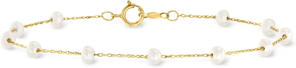 Gold-Tone Pearl Bracelet, 3.5mm