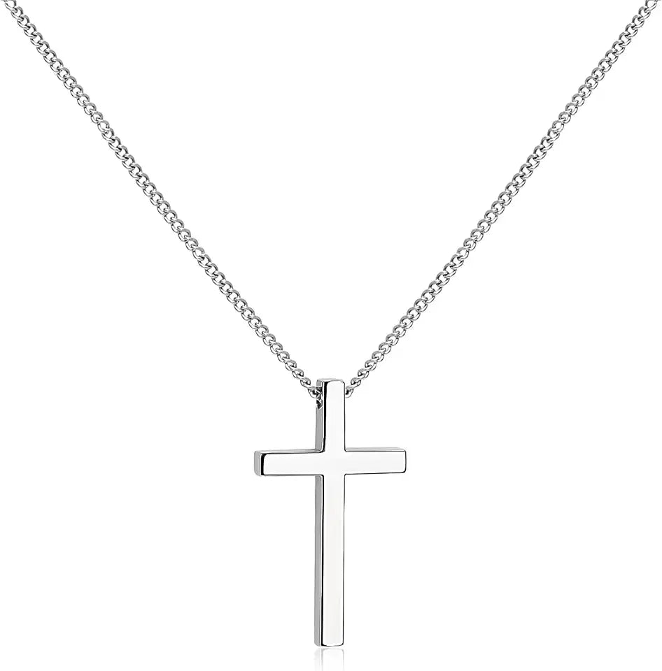 Titanium Oval Cross Necklace