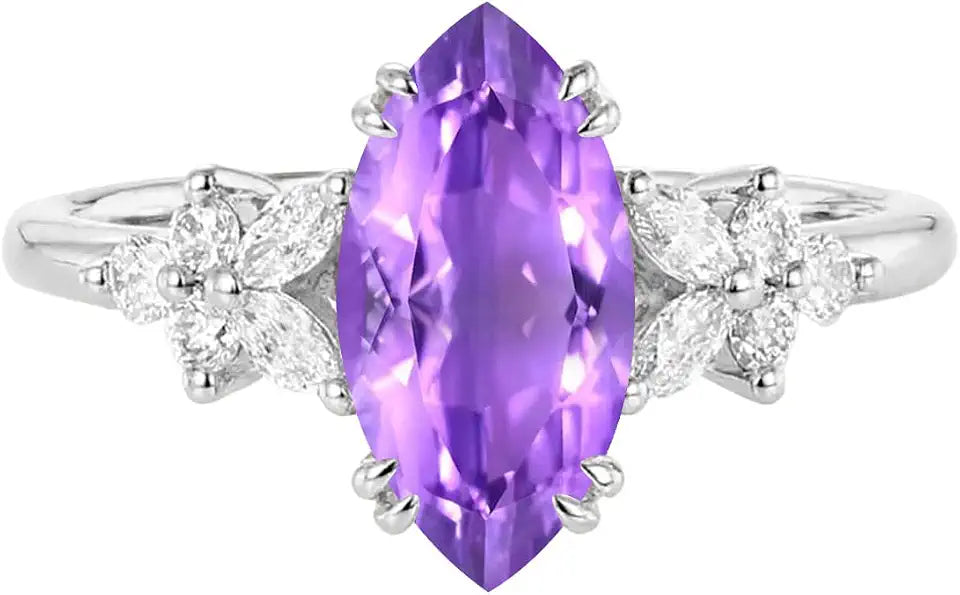 Gold-Tone Sterling Silver Amethyst Engagement Ring
