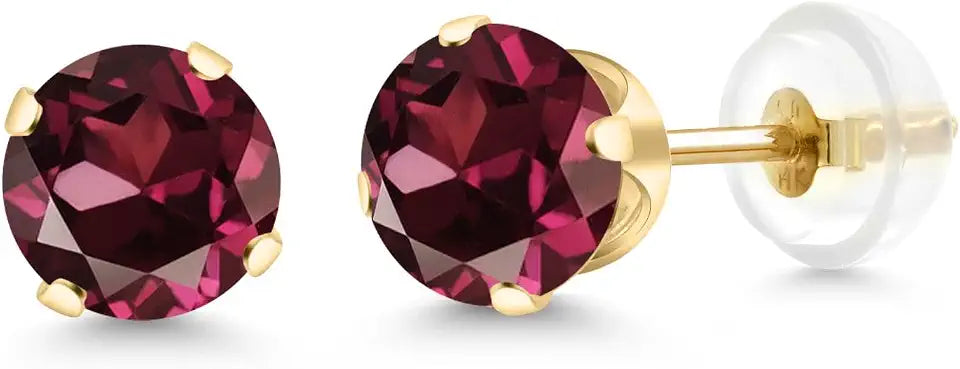 Gold-Tone Round Birthstone Stud Earrings, 6MM
