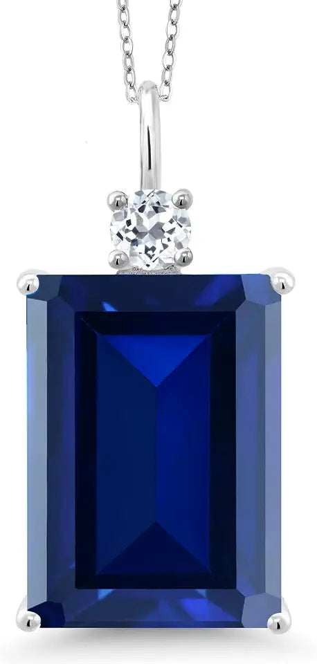 Emerald-Cut Topaz Necklace with Birthstone