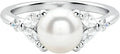 Gold-Tone Round Freshwater Pearl Engagement Ring