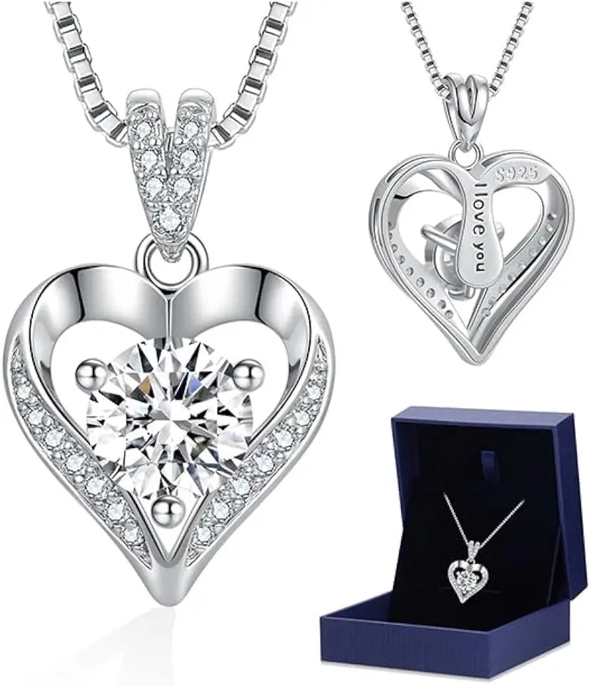 Sterling Silver Moissanite Heart Necklace