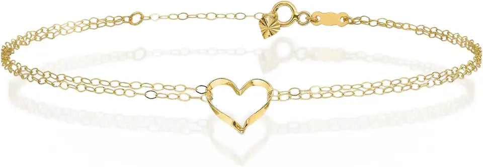 Gold-Tone Heart Bracelet, 10 Inch