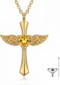 Gold-Tone Birthstone Cross Memorial Necklace