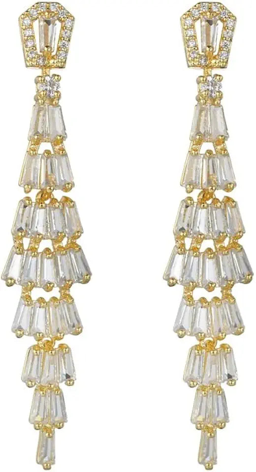 Gold-Tone Moissanite Drop Earrings